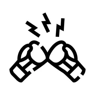 Boxing gloves colliding creating impact and competition symbol Stock Illustration