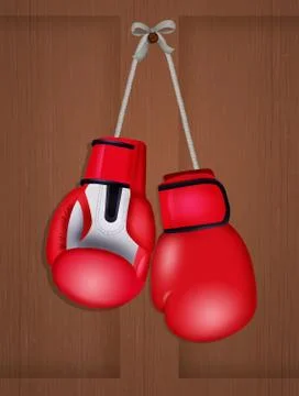 Boxing gloves hanging Stock Illustration