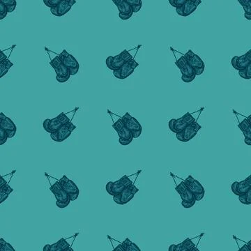 Boxing gloves hanging seamless pattern. Vintage sport inventory background. Stock Illustration