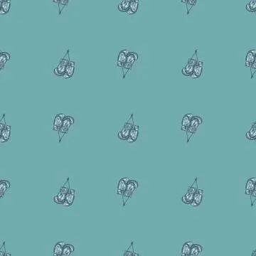 Boxing gloves hanging seamless pattern. Vintage sport inventory background. Stock Illustration