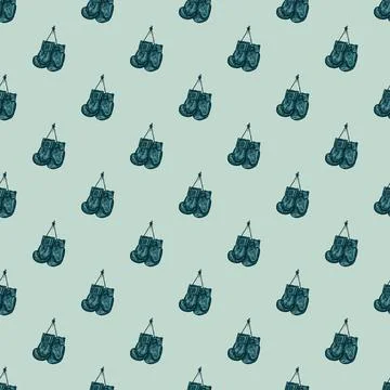 Boxing gloves hanging seamless pattern. Vintage sport inventory background. Stock Illustration