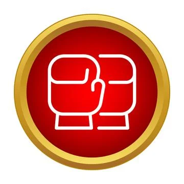 Boxing gloves icon on red circle background Stock Illustration