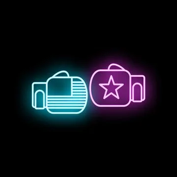 Boxing gloves neon icon with us flag and star design Stock Illustration