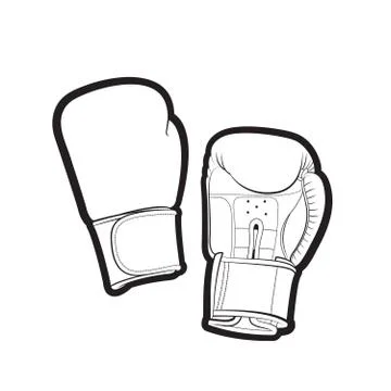 Boxing gloves-outline Stock Illustration