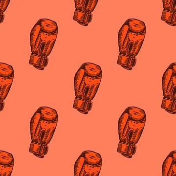 Boxing gloves seamless pattern. Vintage sport inventory background. Stock Illustration