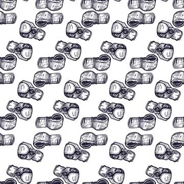 Boxing gloves seamless pattern. Vintage sport inventory background. Stock Illustration