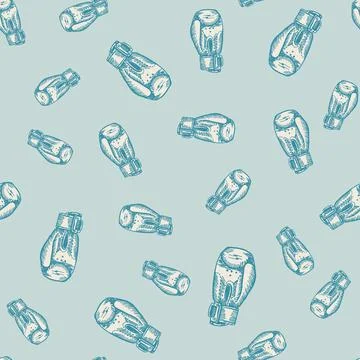 Boxing gloves seamless pattern. Vintage sport inventory background. Stock Illustration