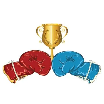 Boxing gloves with trophy cup 스톡 일러스트