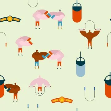 Boxing gym pattern. Hall boxing background and ornament. Boxer training. sp.. Illustrazione stock