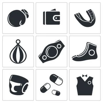 Boxing icon collection Stock Illustration