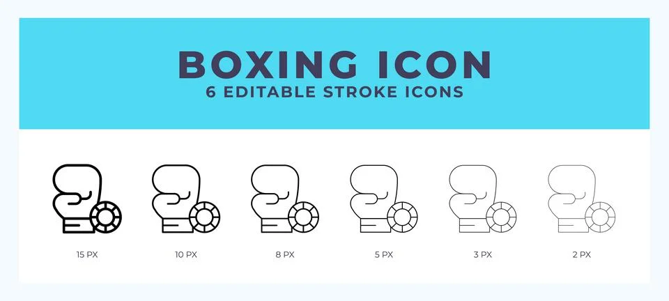 Boxing icon set with different stroke. Design elements for logo. Vector ill.. Stock Illustration