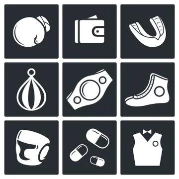 Boxing icon set Stock Illustration