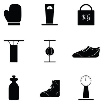 Boxing icon set Illustrazione stock