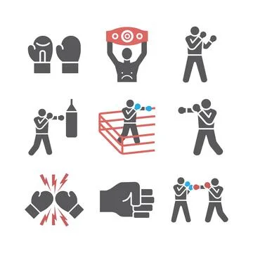 Boxing icons set. Vector signs for web graphics Stock Illustration