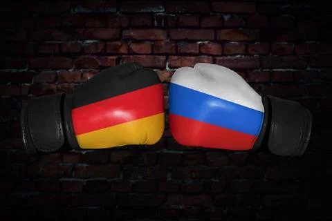 A boxing match between the two countries Stock Photos
