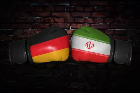 A boxing match between the two countries Stock Photos