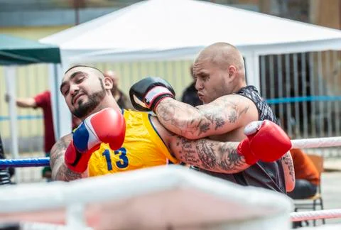 Boxing match in the prison Stock Photos