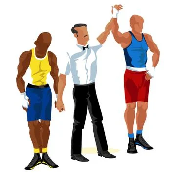 Boxing match in ring flat poster. Professional boxers in sportswear and Stock Illustration
