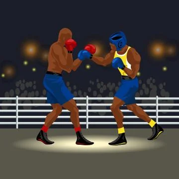 Boxing match in ring Stock Illustration