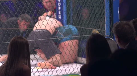 Boxing match in the ring. Real time. Stock Footage 65299196