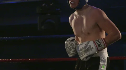 Boxing Match in Slow Motion Stock Footage 48912639