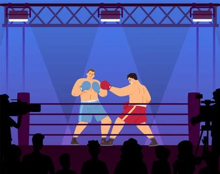 Boxing match vector illustration in action. Stock Illustration