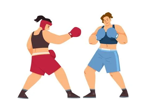Boxing match vector illustration between female boxers. イラスト素材