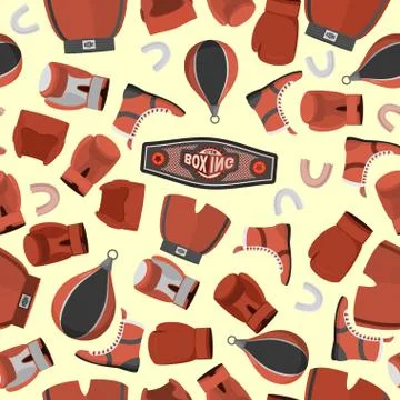 Boxing objects Seamless Pattern background. Gloves and helmet. Sport vector I Illustrazione stock