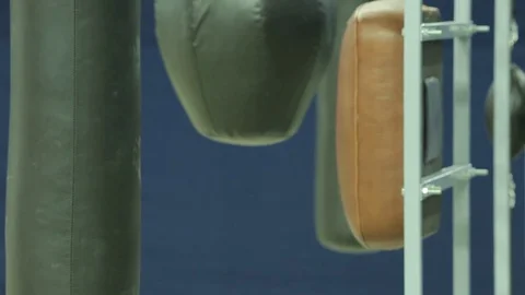 Boxing pear in the sports complex Stock Footage 73027539