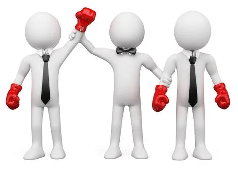 Boxing referee choosing the winner between two businessmen Stock Illustration