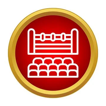 Boxing ring with audience stadium seats icon 库存插图