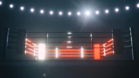 Boxing ring in dramatic lighting. 3D render Stock Photos