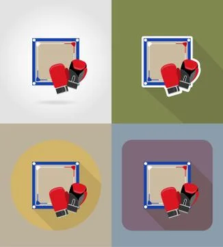 Boxing ring flat icons vector illustration Stock Illustration