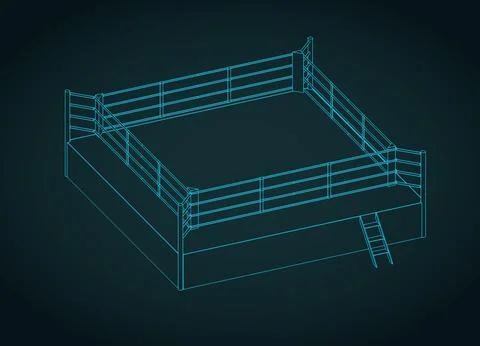 Boxing ring isometric blueprint Stock Illustration