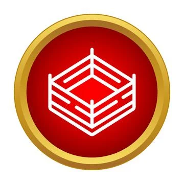 Boxing ring line icon in red circle Stock Illustration