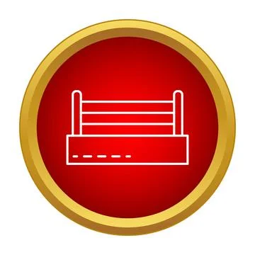 Boxing ring outline icon on red button Stock Illustration