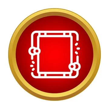 Boxing ring outline icon on a red and gold button Stock Illustration