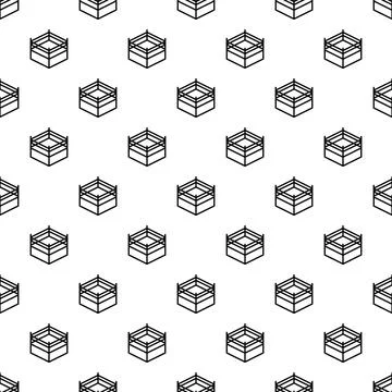 Boxing ring outline seamless pattern on white background Stock Illustration