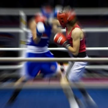 Boxing on a ring Stock Photos