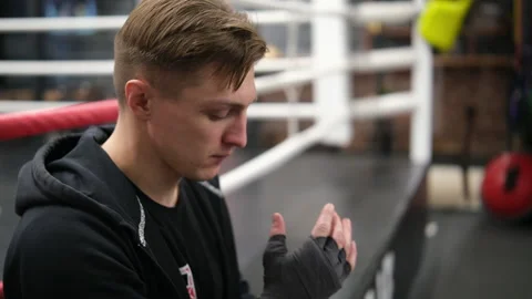 Boxing ring, professional fighter on Boxing ring background Stock Footage 263154371