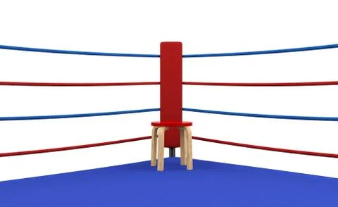 Boxing ring red corner with chair Stock Illustration