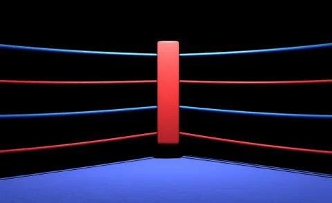 Boxing ring red corner in dark background Stock Illustration