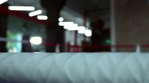 Boxing Ring Ropes Blurred Background at Urban Gym Stock Footage 108045619