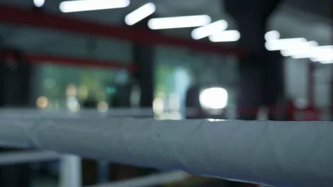 Boxing Ring Ropes Blurred Background at Urban Gym Stock Footage 108045713