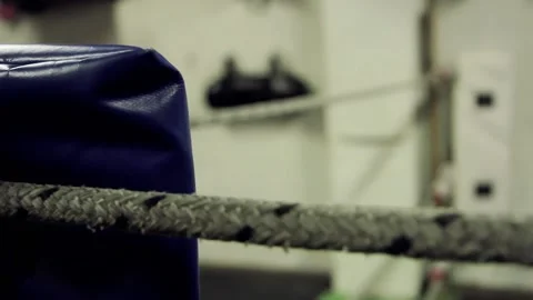 Boxing Ring Ropes on a Club Interior. Close-Up.  Stock Footage 135751900