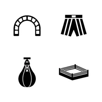 Boxing ring. Simple Related Vector Icons Stock Illustration