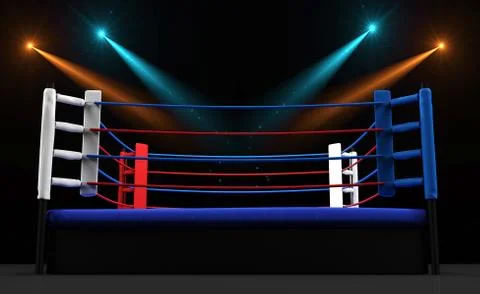 Boxing ring with spotlight isolated on dark background Stock Illustration