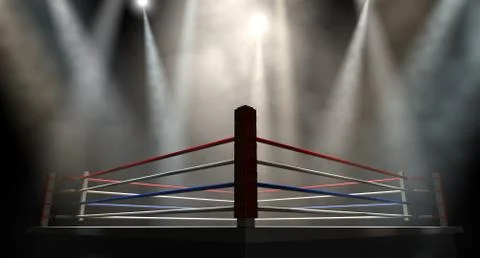 Boxing ring spotlit dark Stock Illustration