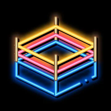 Boxing Ring Top View neon glow icon illustration Illustrazione stock