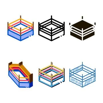 Boxing ring top view variations icon vector outline 库存插图
